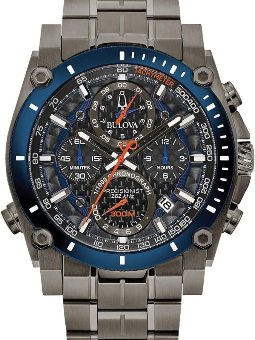 Bulova Men's Precisionist Gray Ion-Plated Stainless Steel 8-Hand Chronograph